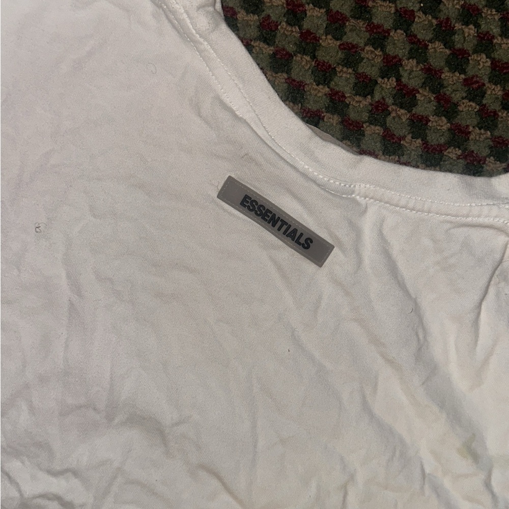 Essentials White Tee with Gray Logo Patch - image 2